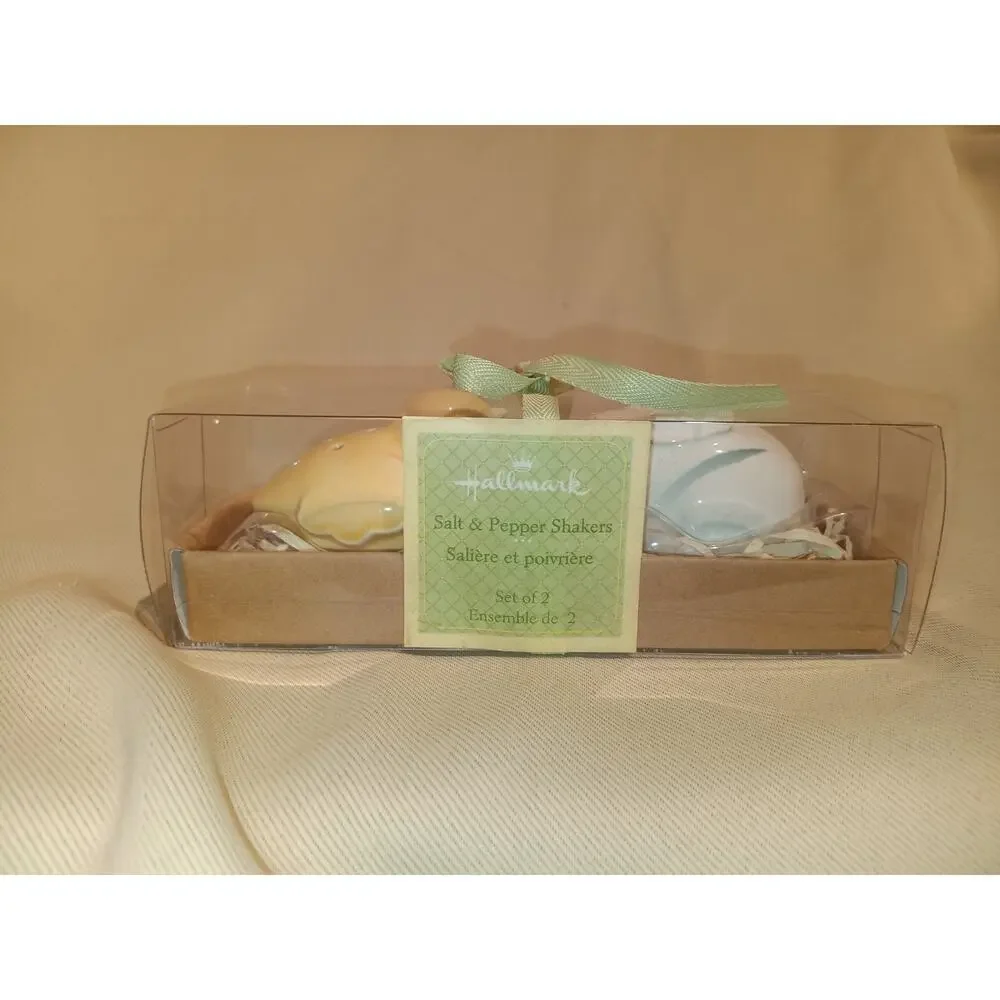 NEW Hallmark Bunny & Chick Ceramic Salt & Pepper Shakers Boxed Easter Decor Gift
